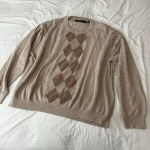 vintage tan argyle grandpa sweater